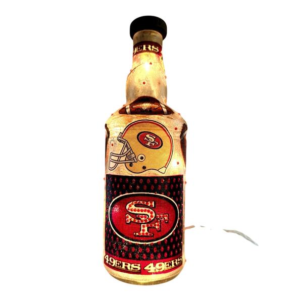 SAN FRANCISCO 49ERS  Glass Bottle w/Lights Unique Gift Idea - Picture 8 of 9